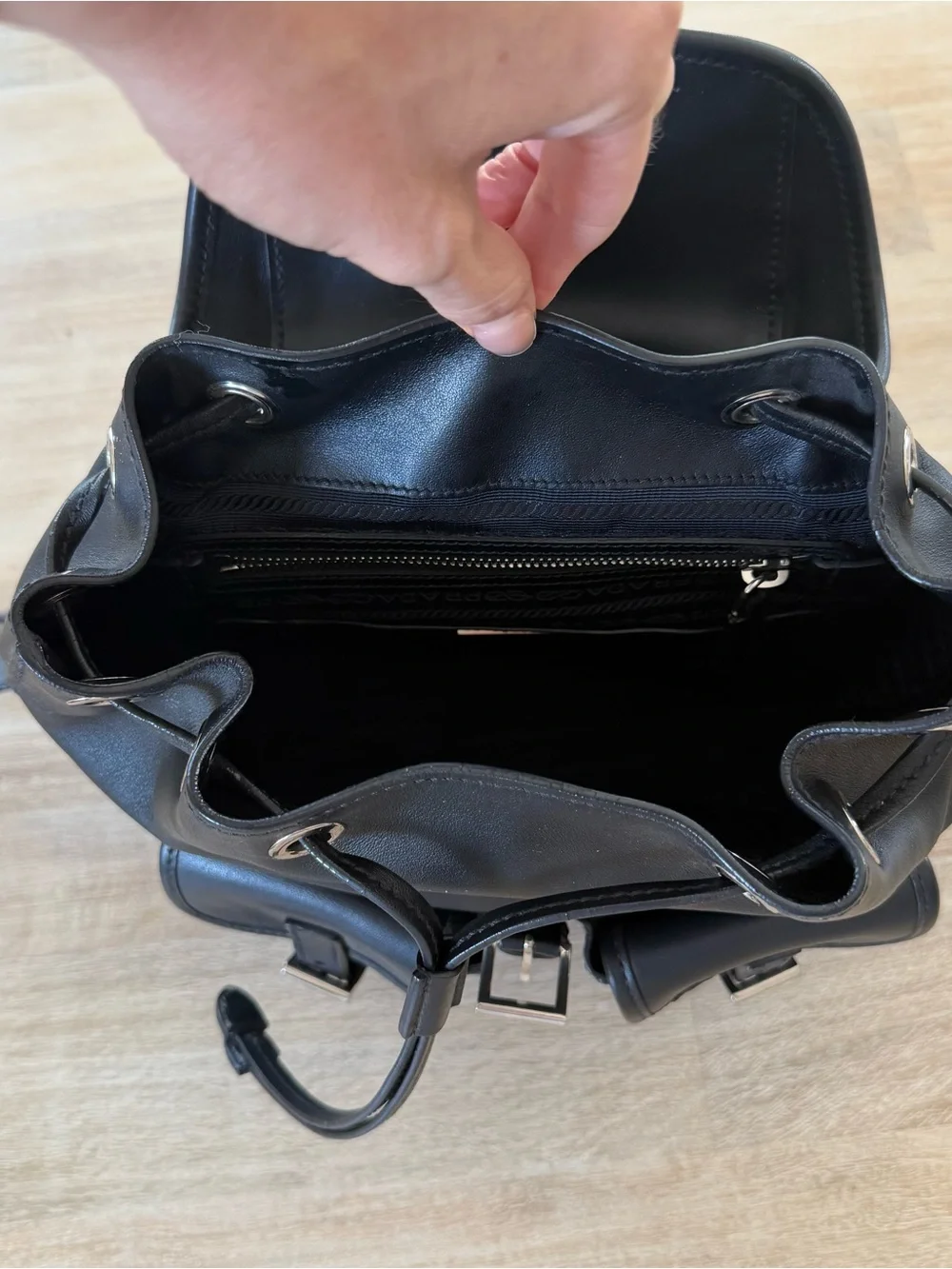 Prada Black Leather Backpack